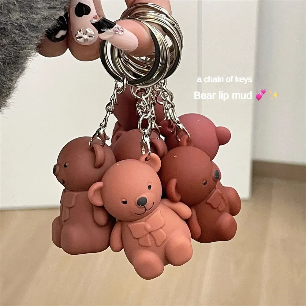 eddy Bear Keychain Style Lip Gloss – Cute & Portable, Multicolor Shades (Pack of 2 / Pack of 3 / Pack of 6)