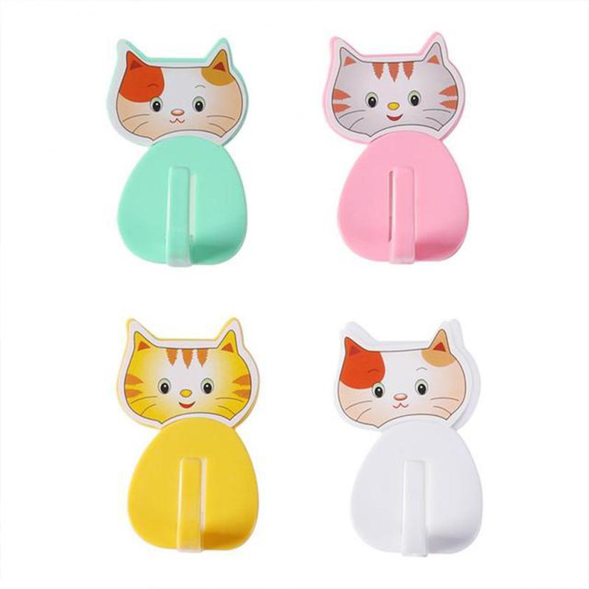 12 Pcs Cat Kitty Wall Hooks – Metallic Wall Hooks for Keys, Kitchen, Bathroom, and Home Organization (Random Colors)
