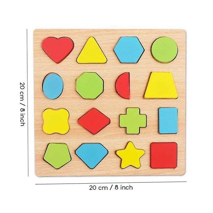 Colorful Geometric Shapes Wooden Cognitive Board Puzzle – Educational Learning Toy for Kids