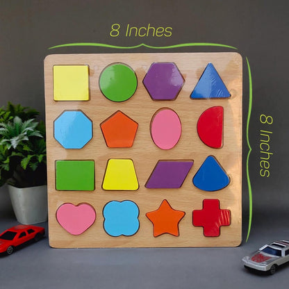 Colorful Geometric Shapes Wooden Cognitive Board Puzzle – Educational Learning Toy for Kids