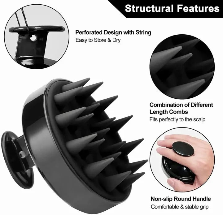 1 Piece Scalp Massager Shampoo Brush – Silicone Hair Scalp Scrubber for Deep Cleaning & Relaxing Massage (Multicolor, Pack of 1)