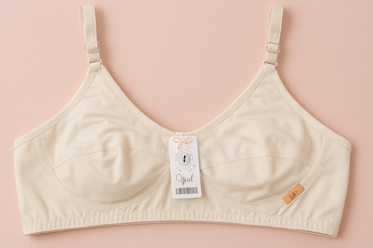 Jersey Soft Fabric Non-Padded Bra for Women – Plain Comfortable & Lightweight Everyday Wear Lingerie in Beige