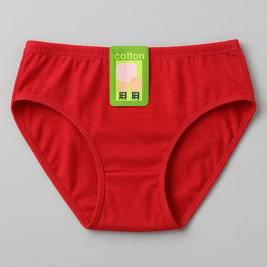 Jersey Plain Panty for Women – Soft & Comfortable Everyday Underwear, Lightweight and Breathable Lingerie in Red (1 Piece)