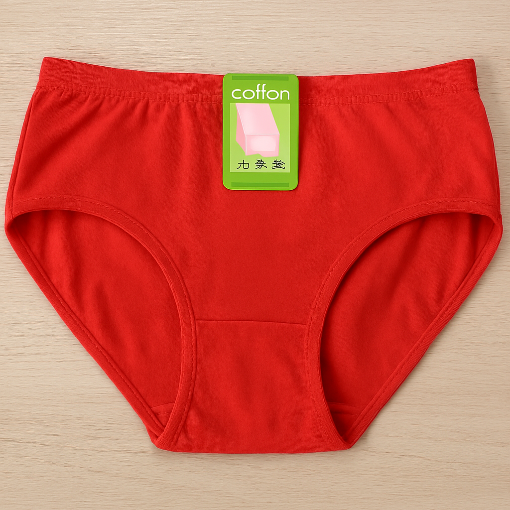 Jersey Plain Panty for Women – Soft & Comfortable Everyday Underwear, Lightweight and Breathable Lingerie in Red (1 Piece)