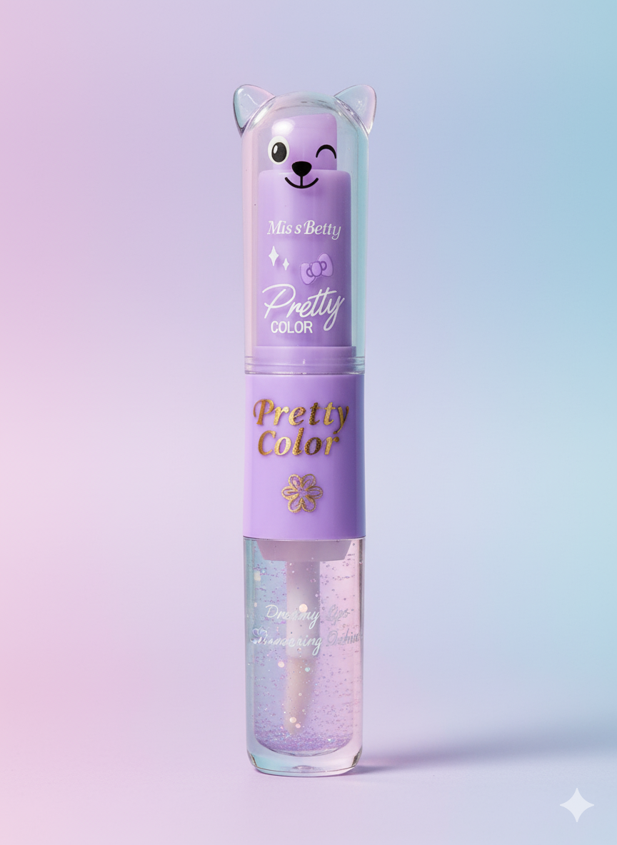 2 in 1 Cute Lip Balm + Lip Oil – Moisturizing, Glossy & Nourishing Lip Care | Available in Yellow, Red, Pink, Dark Pink, Purple & Sky Blue