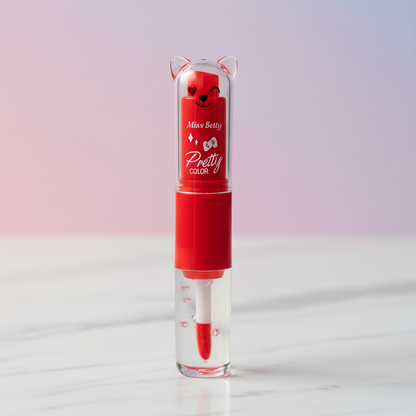 2 in 1 Cute Lip Balm + Lip Oil – Moisturizing, Glossy & Nourishing Lip Care | Available in Yellow, Red, Pink, Dark Pink, Purple & Sky Blue