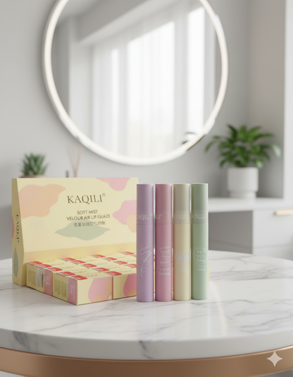 Kaqili Soft Mist Lipgloss – Velour Air Lip Glaze, Lightweight Matte Finish, Long-Lasting Hydration & Smooth Texture – Shades 1, 2, 3, 4 - 1