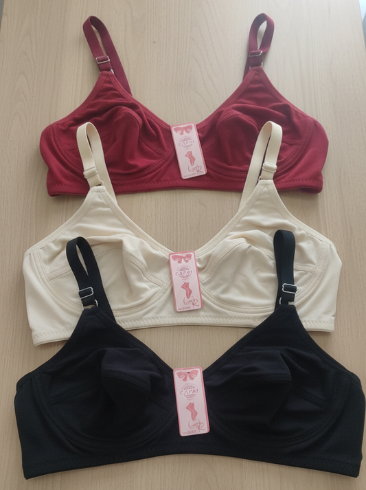 Jersey High Quality Soft Stuff Non-Padded Bra for Women – Plain, Comfortable & Lightweight Everyday Wear Lingerie (Random Color, Sizes 32-42)