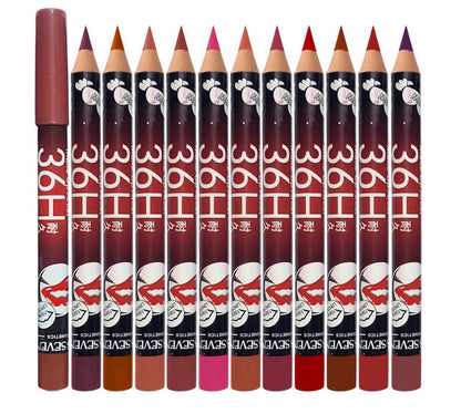 36H Jumbo Lip Liner Pencil Pack – Long-Lasting Nude, Red & Pink Shades for Smooth Lip Definition