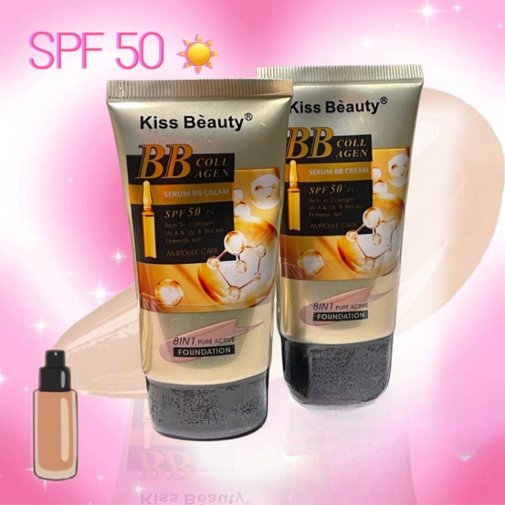 8-in-1 BB Collagen Liquid Foundation – Full Coverage, Long Lasting & Hydrating (65ml, Shades 110 & 115)