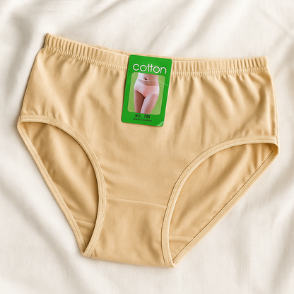 2 Pcs Women’s Cotton Plain Panties – Soft & Comfortable Underwear (Skin, Black | S/M/L)