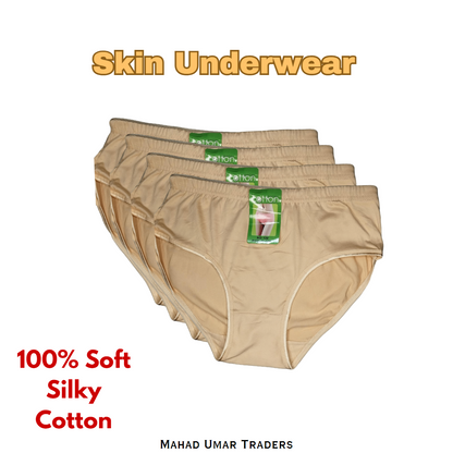 Cotton Plain Panty for Women – Soft & Comfortable Underwear (Skin, Black, S/M/L)