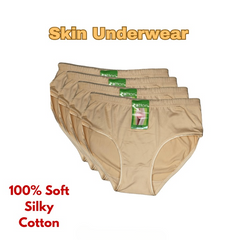 2 Pcs Women’s Cotton Plain Panties – Soft & Comfortable Underwear (Skin, Black | S/M/L)
