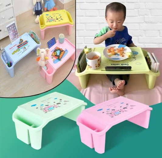 Kids Portable Study Table – Multifunctional Plastic Desk with Side Storage (Random Color)
