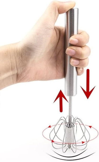 Hand Pressure Semi-Automatic Egg Beater Kitchen Accessories Tools Self Turning Cream Utensils Whisk Manual Mixer (30.5x6.5cm)
