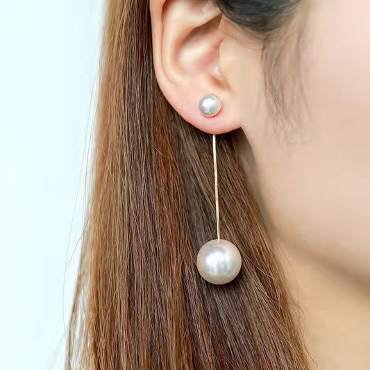 AWJ-157 Elegant Pearl Hanging Korean Earrings – Stylish, Lightweight & Trendy Fashion Jewelry for Women golden