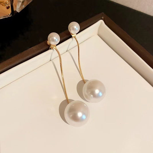 AWJ-157 Elegant Pearl Hanging Korean Earrings – Stylish, Lightweight & Trendy Fashion Jewelry for Women golden