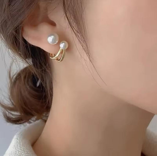 ZVT-167 Korean Pearl Circle Earrings