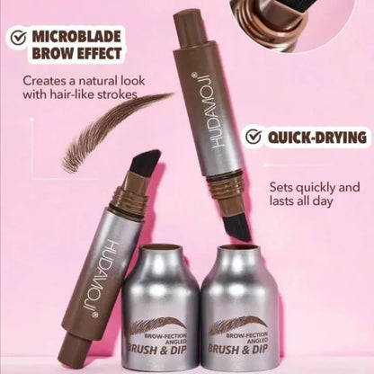 Huxibeauty Brow Fection Angled Brush And Dip Liquid Eyebrow Gel Pen For Daily Makeup Needs - Black