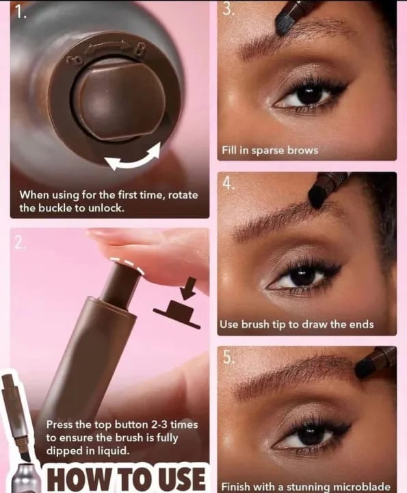 Huxibeauty Brow Fection Angled Brush And Dip Liquid Eyebrow Gel Pen For Daily Makeup Needs - Black