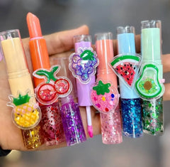 2 In 1 Flavored Fruit Lip Balm Plus Lip Oil Providing Smooth Application Gentle Care - Multicolor