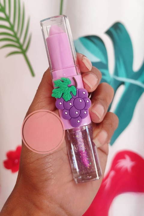2 In 1 Flavored Fruit Lip Balm Plus Lip Oil Providing Smooth Application Gentle Care - Multicolor