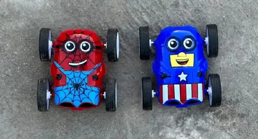 360° Stunt Car Toy - Double-Sided Flip Action, Friction Powered, Cartoon-Themed Racer