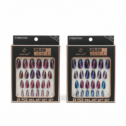 24 Pcs Professional Manicure Artificial Nails – Salon-Quality Press-On Nail Set
