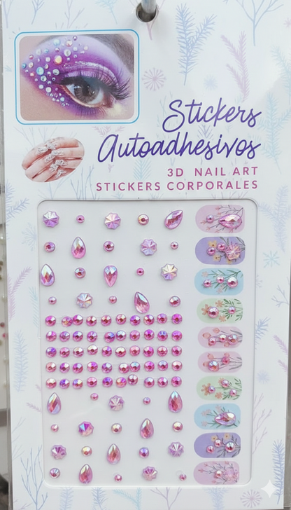 Temporary Tattoo for Women – Rhinestone Gems Face & Body Sticker | Self-Adhesive Crystal Makeup Decoration for Parties & Festivals (Random Design)