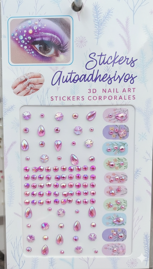 Temporary Tattoo for Women – Rhinestone Gems Face & Body Sticker | Self-Adhesive Crystal Makeup Decoration for Parties & Festivals (Random Design)