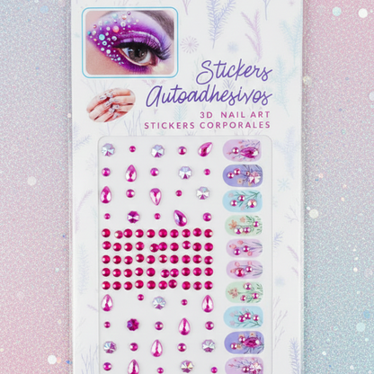 Temporary Tattoo for Women – Rhinestone Gems Face & Body Sticker | Self-Adhesive Crystal Makeup Decoration for Parties & Festivals (Random Design)