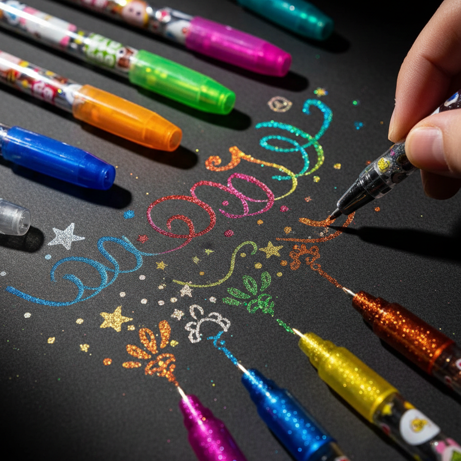 12 Colors Gel Pens Set – Glitter & Metallic 1.0mm Fine Tip