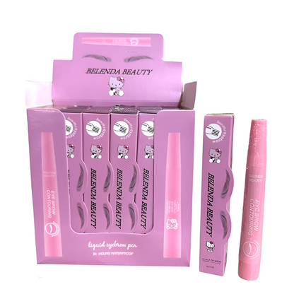 Belenda Beauty 4 Tip Waterproof Eyebrow Pen Liquid Brow Definer Long Lasting Makeup Tool - 1Pc
