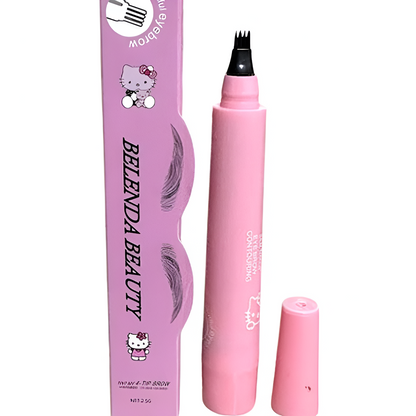 Belenda Beauty 4 Tip Waterproof Eyebrow Pen Liquid Brow Definer Long Lasting Makeup Tool - 1Pc