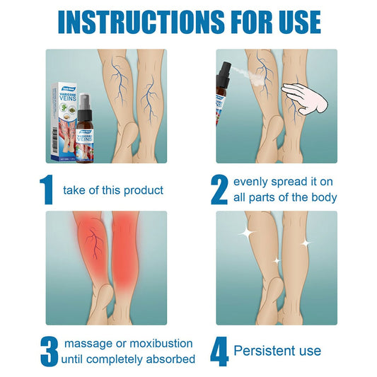 Varicose Veins Treatment Spray – Advanced Formula for Spider Veins, Leg Pain & Swelling Relief ~ 30ml