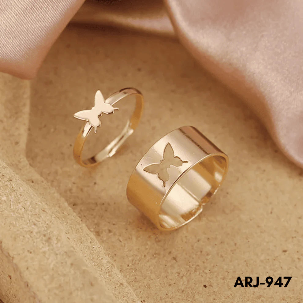 ARJ-947 Butterfly Couple Ring Elegant Stylish Durable Design Symbol Of Love And Commitment For Couples Adjustable Size