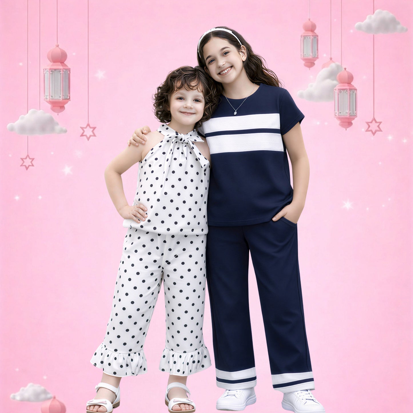 Girls Polka Dot Halter Top & Ruffle Pants Set – Stylish Kids Outfit
