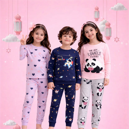 Kids Cartoon Print Pajama Set – Soft Cotton Nightwear for Boys & Girls