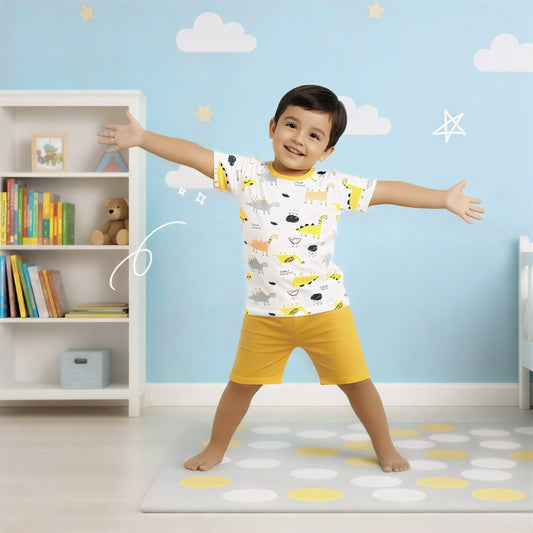 Sz 005 - Yellow White -Dino Print