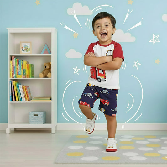 Red Truck Shorts Set