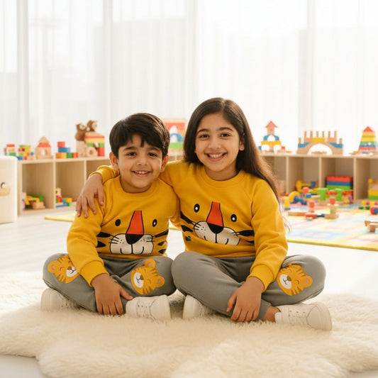 Yellow Tracksuit In Style Printed T-shirt and short trouser for kids