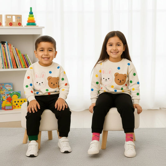 Multi Dots Print Sweatshirt Set for Kids