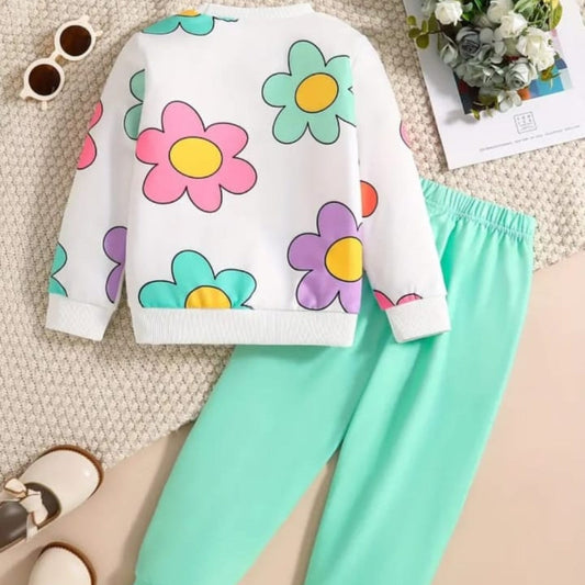 Colorful Floral Print Sweatshirt Set