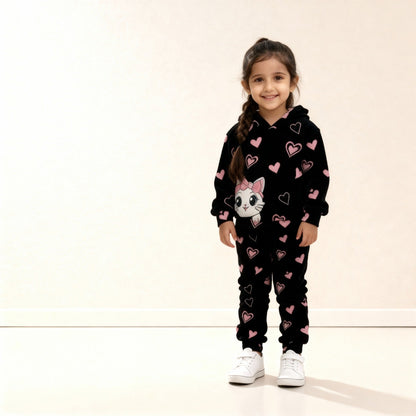 Baby Girls Hoodie Printed Sweatshirt Set