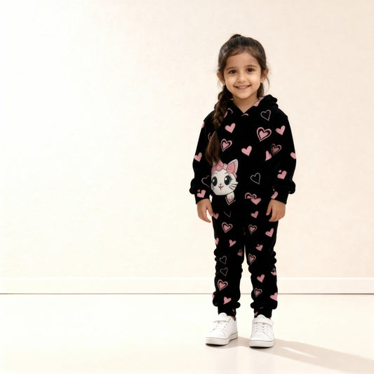 Baby Girls Hoodie Printed Sweatshirt Set