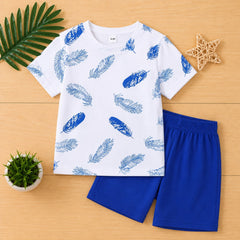 Blue White Fetcher Print Print Short Set