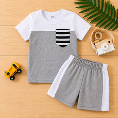 Baby Boys Grey & White 2-Piece Summer Outfit