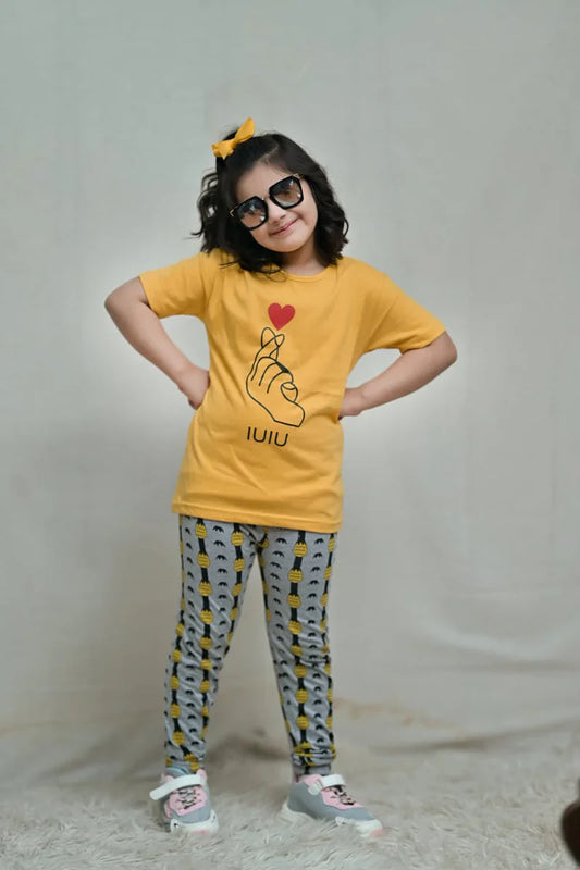 Baby Or Baba Yellow Hand Print Half Sleeves