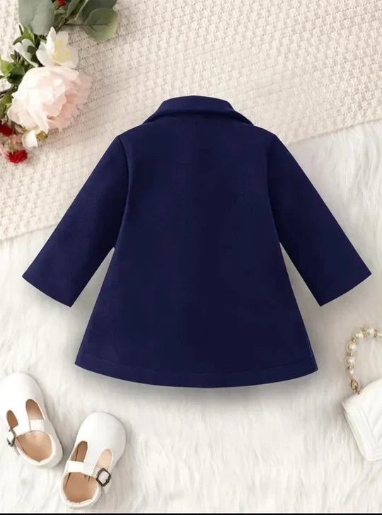 Elegant Navy Blue Girls Winter Coat