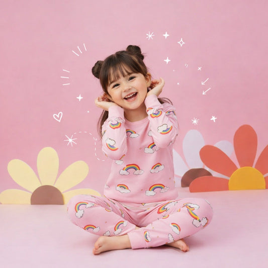 Rainbow Cloud Printed Kids Wear Set